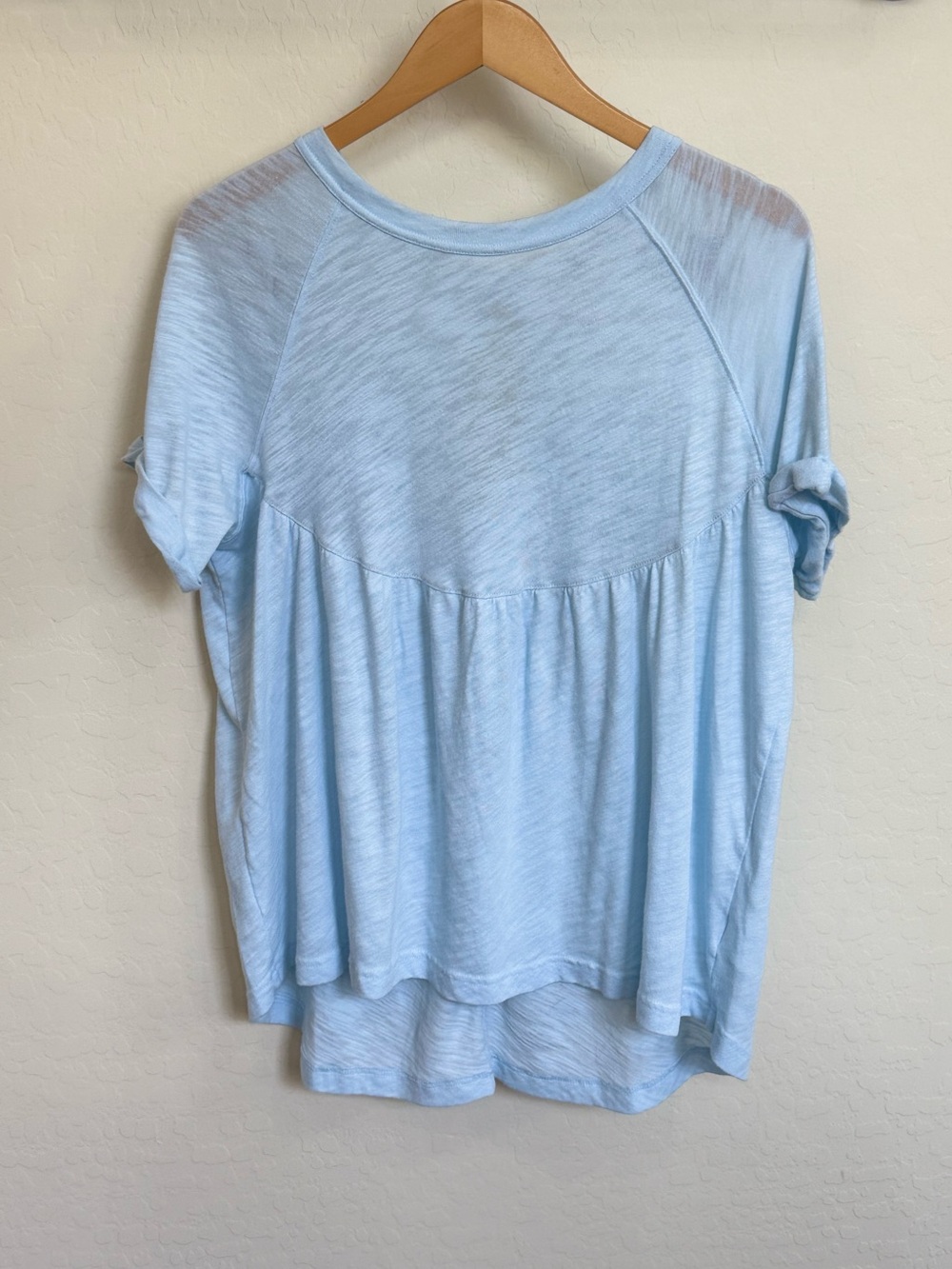 American Eagle Light Blue Keyhole Babydoll Peplum Top Short Sleeve XS